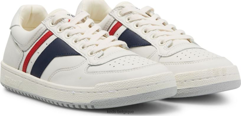 Keds unisexe skyhawk lo cuir 8PV40P255 blanc bleu rouge