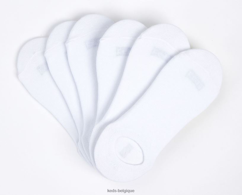 Keds grand enfant Paquet de 6 doublures signature de base 8PV40P252 blanc