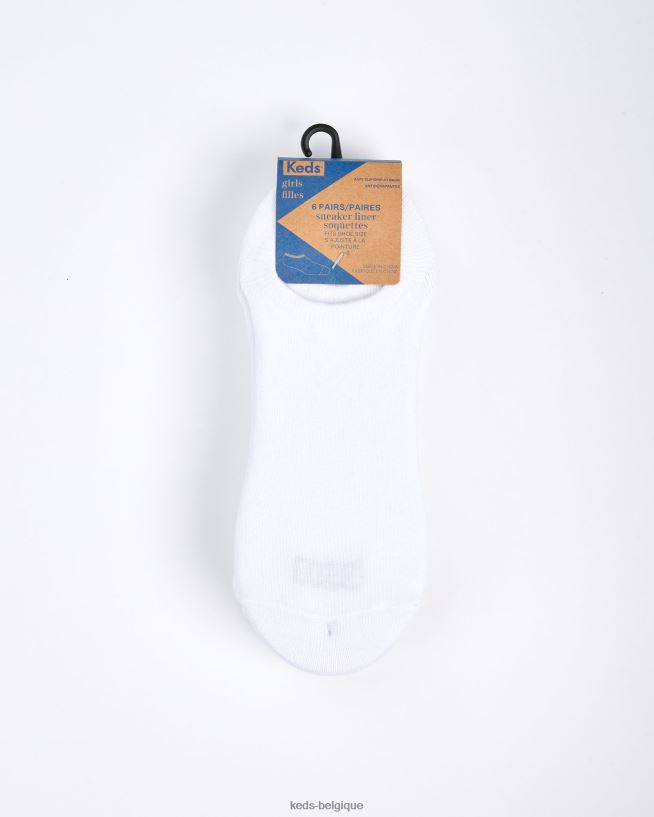Keds grand enfant Paquet de 6 doublures signature de base 8PV40P252 blanc
