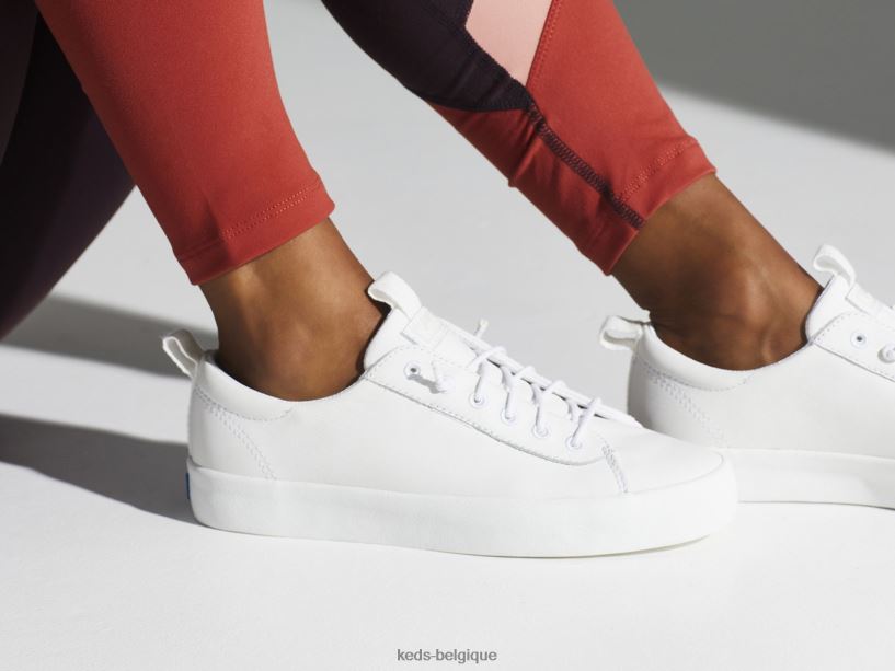 Keds femmes sneaker en cuir à effet rebond 8PV40P31 blanc