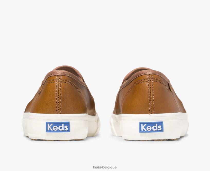 Keds femmes sneaker à enfiler en cuir à deux étages 8PV40P26 Cognac