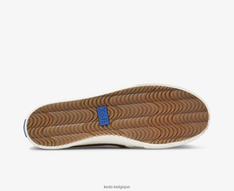 Keds femmes sneaker à enfiler en cuir à deux étages 8PV40P26 Cognac
