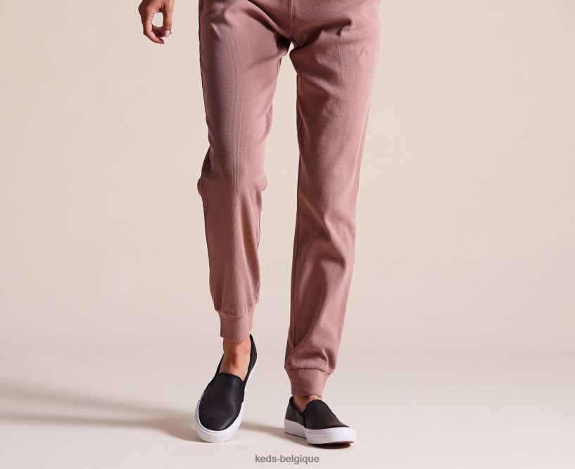 Keds femmes sneaker à enfiler en cuir à deux étages 8PV40P27 noir