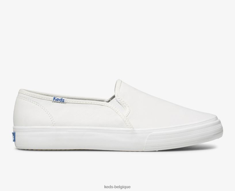 Keds femmes sneaker à enfiler en cuir à deux étages 8PV40P28 blanc