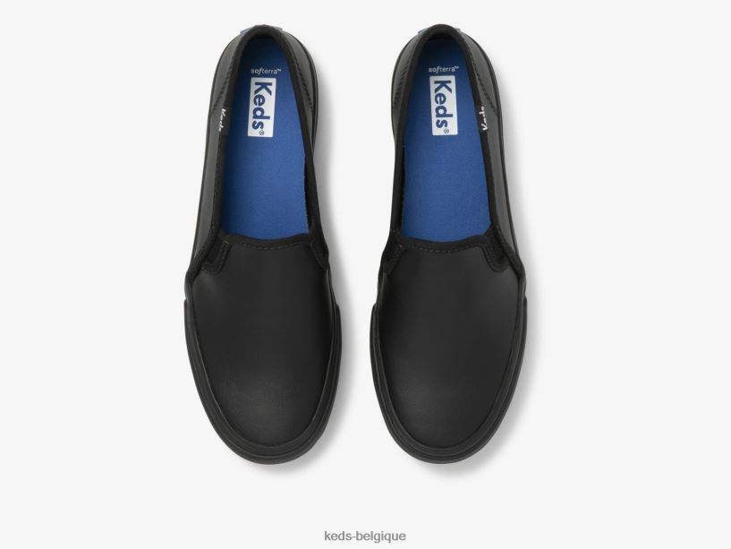 Keds femmes sneaker à enfiler en cuir à deux étages 8PV40P29 noir