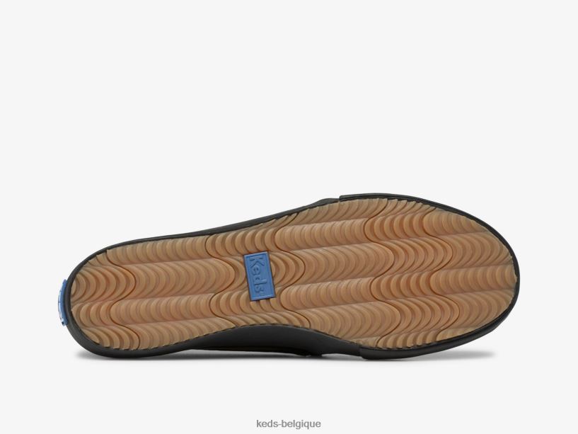 Keds femmes sneaker à enfiler en cuir à deux étages 8PV40P29 noir