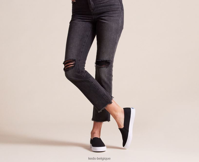 Keds femmes sneaker à enfiler en toile à deux étages 8PV40P1 noir