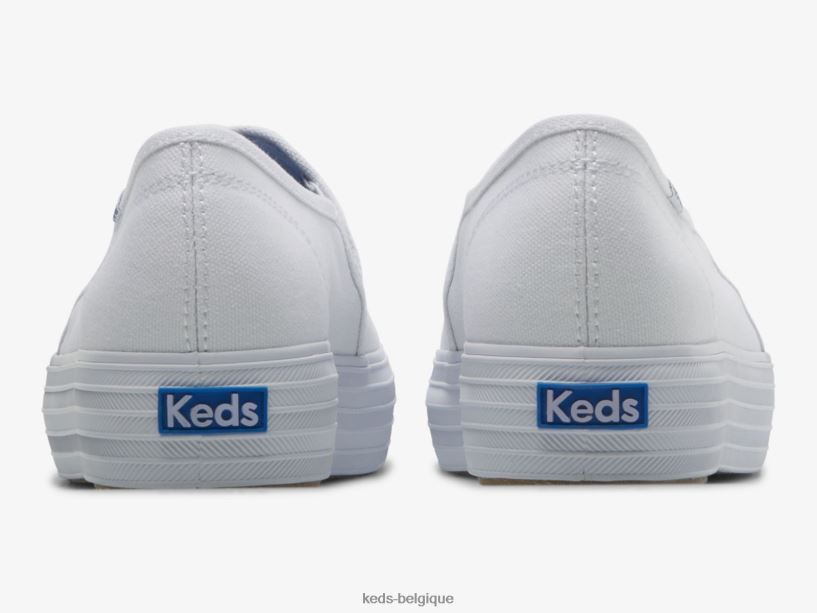 Keds femmes sneaker à enfiler en toile à trois étages 8PV40P40 blanc