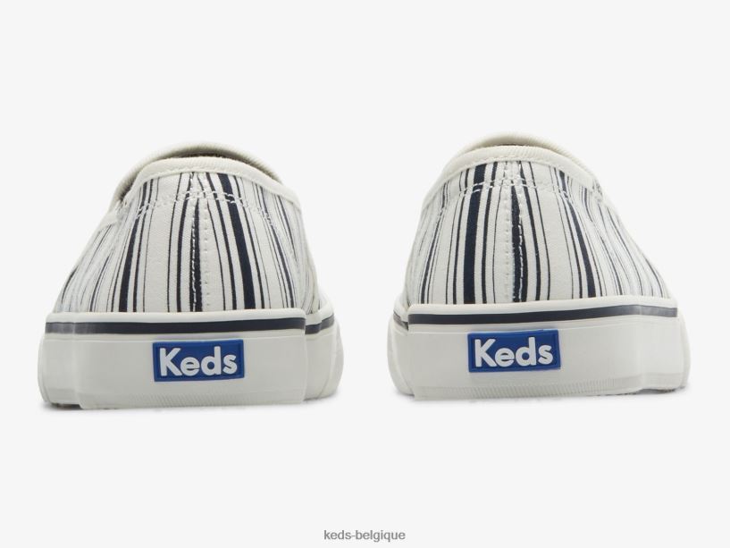 Keds femmes sneaker à enfiler à rayures en toile à deux étages 8PV40P67 Navet blanc