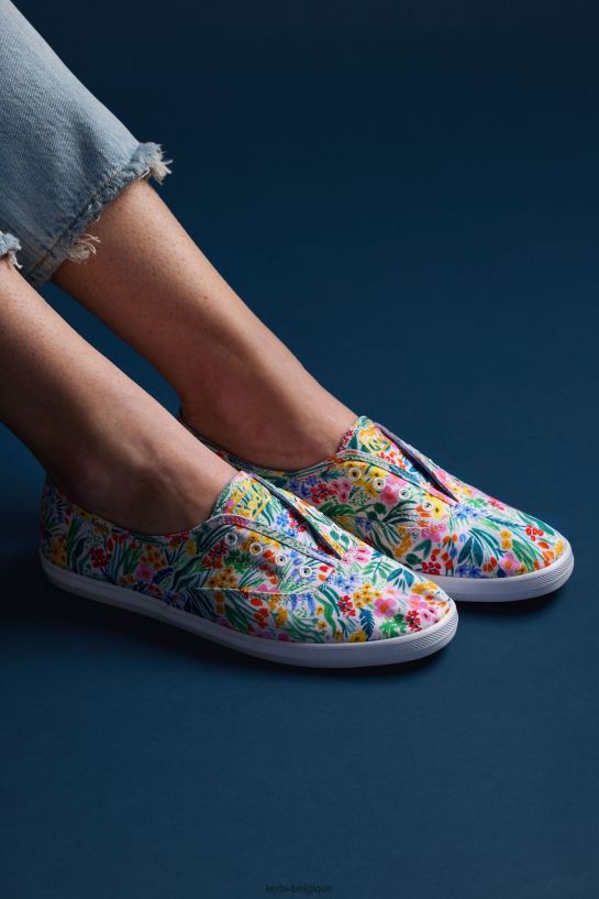 Keds x Rifle Paper Co. femmes sneaker à enfiler chillax lea 8PV40P20 blanc multicolore
