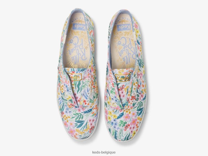 Keds x Rifle Paper Co. femmes sneaker à enfiler chillax lea 8PV40P20 blanc multicolore