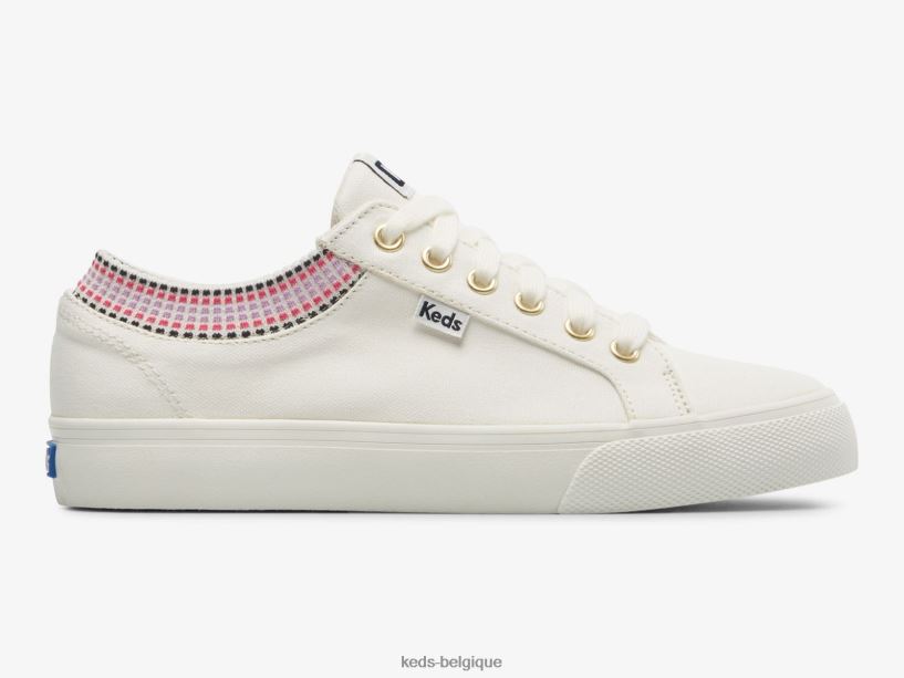 Keds femmes baskets carrées à col en tricot côtelé 8PV40P190 blanc multicolore