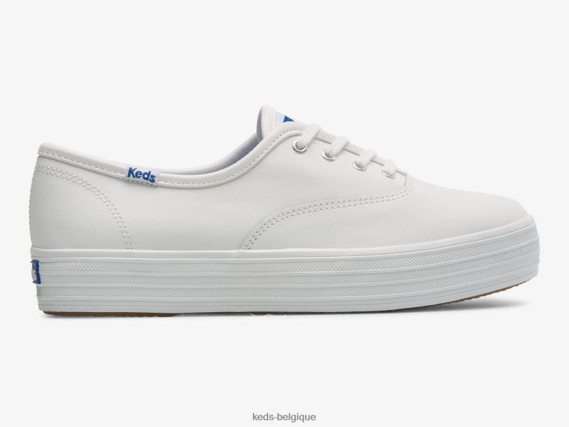 Keds femmes la sneaker plateforme en cuir 8PV40P101 blanc