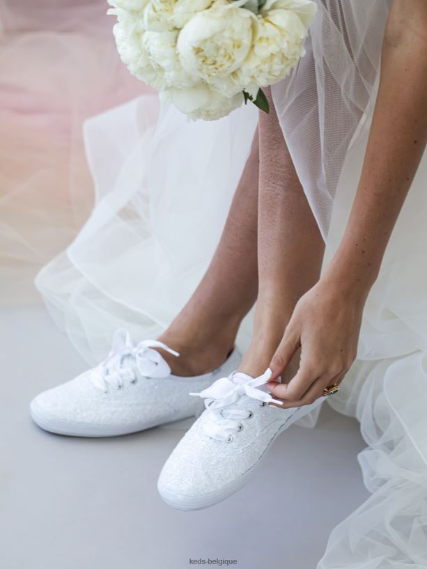 Keds femmes sneaker champion à sequins 8PV40P178 blanc