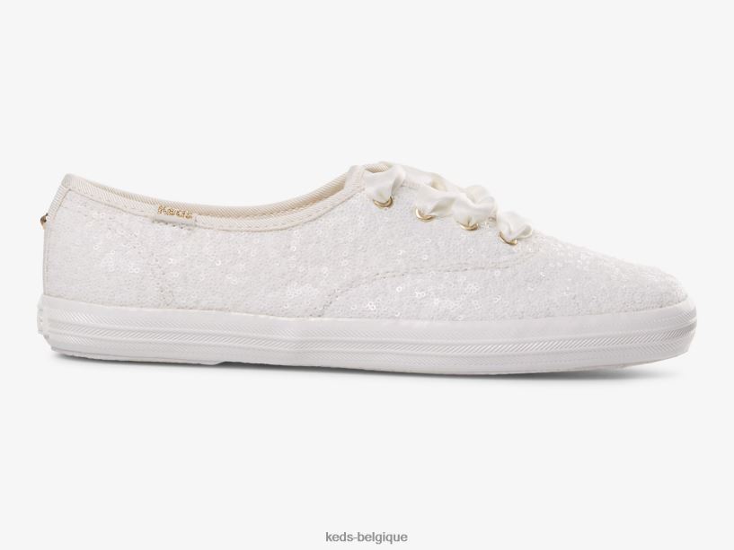 Keds femmes sneaker champion à sequins 8PV40P179 blanc cassé