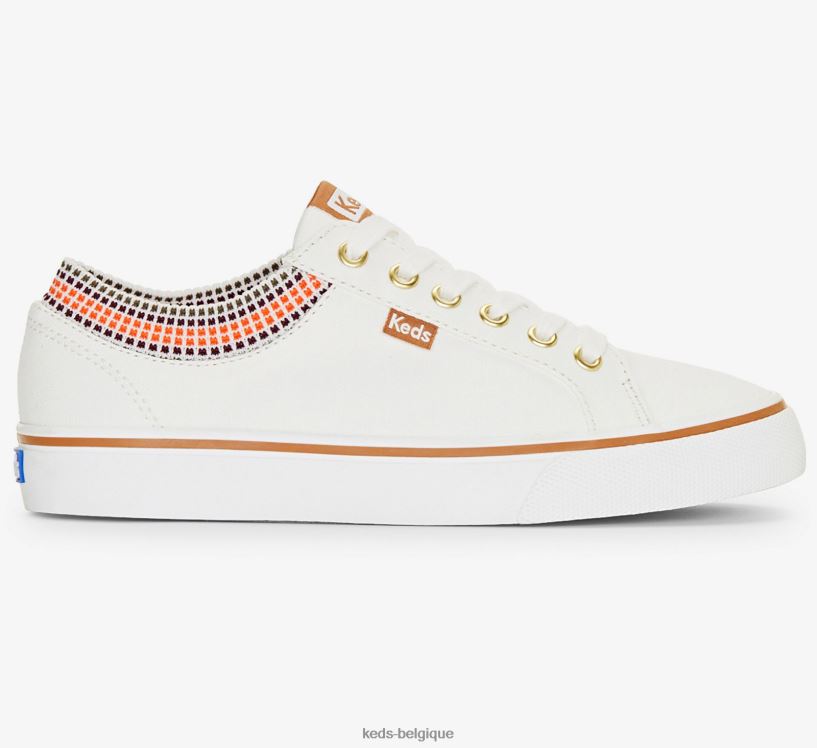 Keds femmes sneaker en toile à carreaux à col en tricot côtelé Jump Kick 8PV40P76 Blanc comme neige