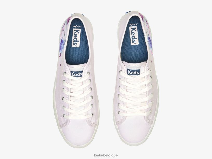 Keds femmes sneaker à fleurs picturales en toile triple up 8PV40P160 rose clair