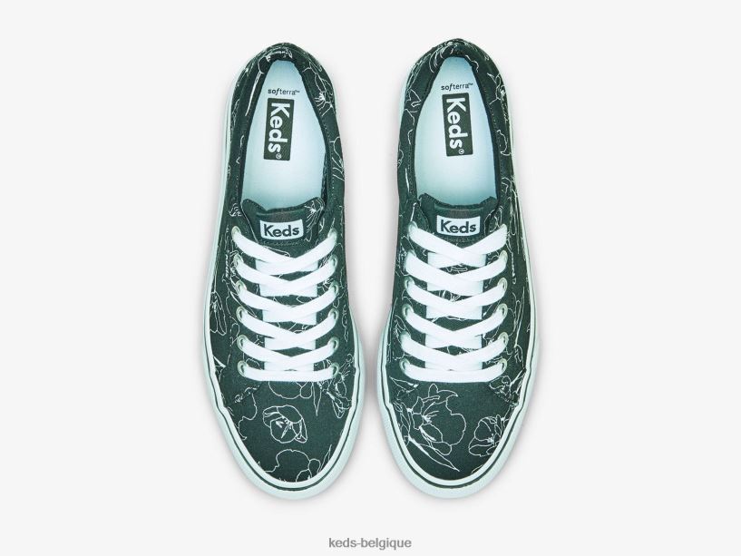 Keds femmes sneaker florale dessinée à la main en toile jump kick 8PV40P201 noir blanc