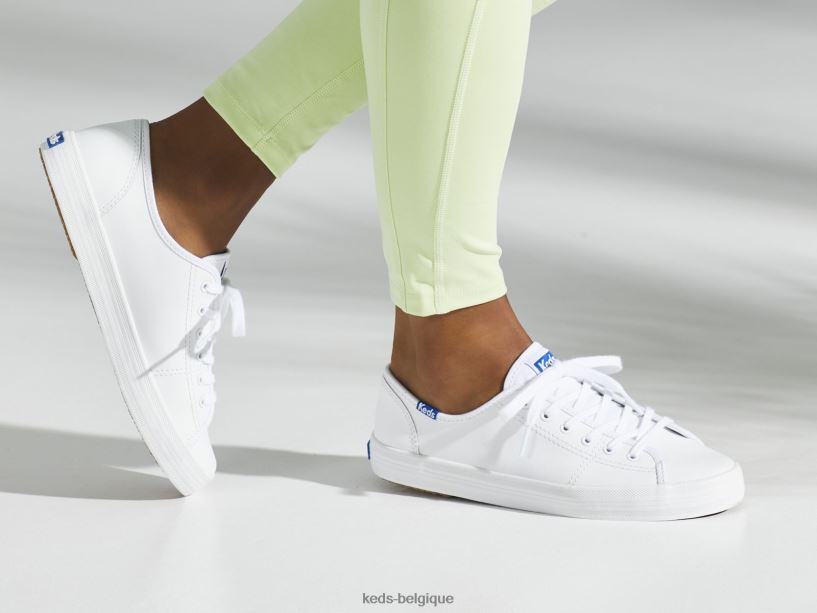 Keds femmes sneaker kickstart en cuir 8PV40P91 blanc bleu