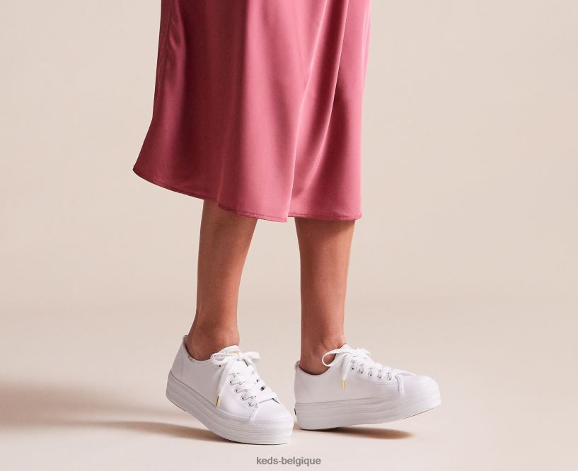 Keds femmes sneaker triple en cuir 8PV40P90 blanc