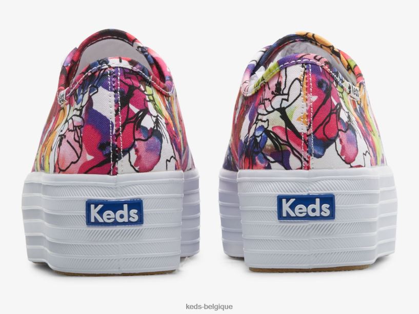 Keds femmes sneaker triple à fleurs aquarelle 8PV40P162 violet blanc