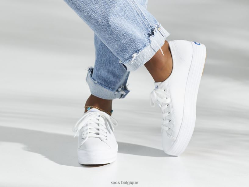 Keds femmes sneaker triple kick en cuir 8PV40P134 blanc