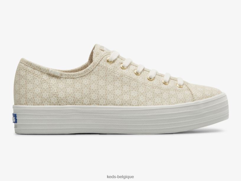 Keds femmes sneaker triple kick en toile à imprimé floral 8PV40P185 beige blanc