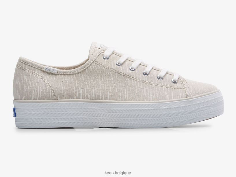 Keds femmes sneaker triple kick en toile à imprimé lignes 8PV40P176 argent beige