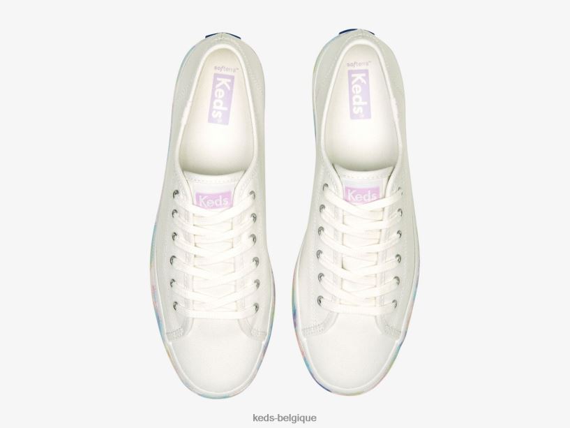 Keds femmes sneaker triple up à motif floral abstrait 8PV40P172 blanc multicolore