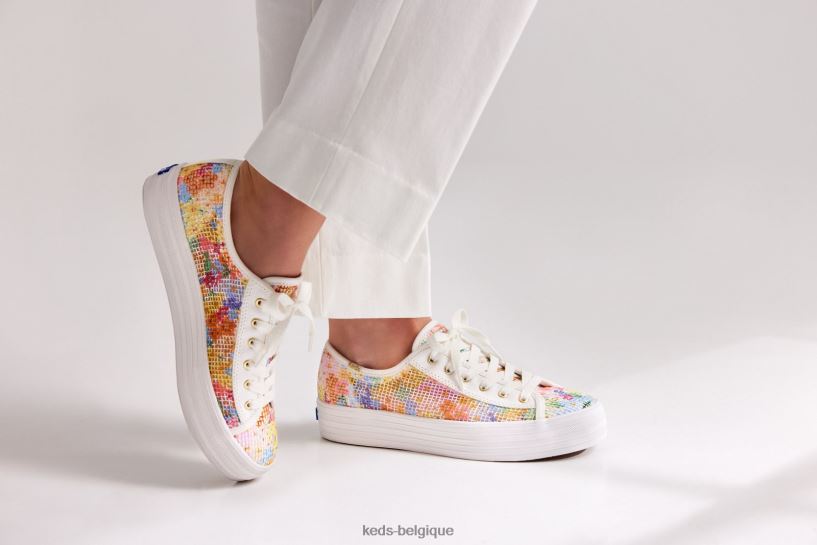 Keds x Rifle Paper Co. femmes margaux triple coup de pied 8PV40P181 blanc multicolore