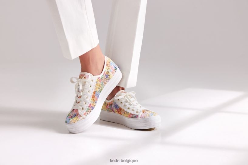 Keds x Rifle Paper Co. femmes margaux triple coup de pied 8PV40P181 blanc multicolore