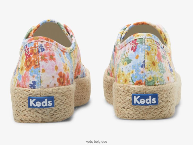 Keds x Rifle Paper Co. femmes triple coup de pied jute margaux 8PV40P177 blanc multicolore
