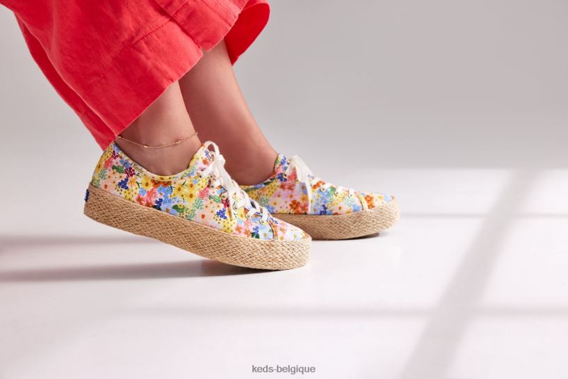 Keds x Rifle Paper Co. femmes triple coup de pied jute margaux 8PV40P177 blanc multicolore