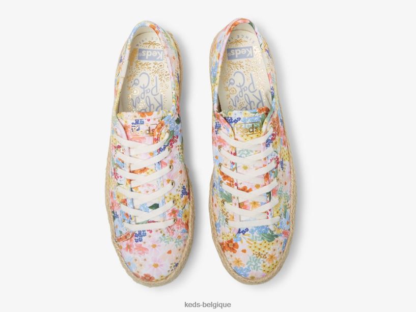 Keds x Rifle Paper Co. femmes triple coup de pied jute margaux 8PV40P177 blanc multicolore
